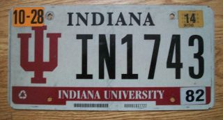 Single Indiana License Plate - 2014 - In1743 - Indiana University