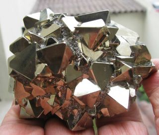 Pyrite Brilliant Octahedral Crystals On Matrix From Peru.  Outstanding Brightness