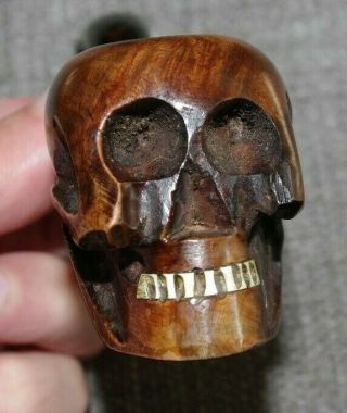 Vintage Pipe In Fine Unsmoked - Novelty Form Hand Carved Briar Skull