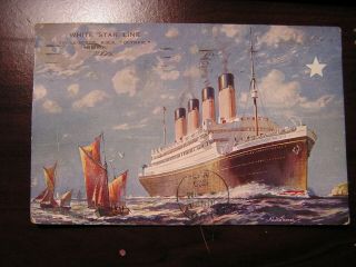 White Star Lines Postcard Rms Olympic,  Sister To Titantic Postmarked 1929