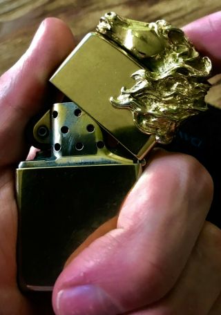1982 Gold Plated Horse Head Figure Zippo Lighter Collectible (heavy: 87 Grams)
