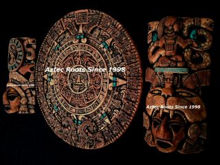 Aztec Calendar Mask Head Maya Inca Mayan Mexico Sculpture Statue Aztlan Wall Art
