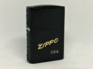 Rare Zippo Limited Model Logo Calf Leather Bound Covered Lighter Black