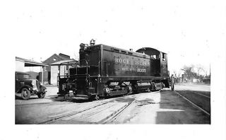1938 Rock Island Train 518 Street Car Engine Depot Railroad 5x2.  5 Photo X2200s C