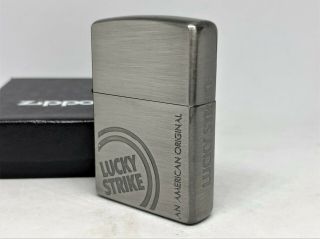 Rare Zippo 2004 Limited Model Lucky Strike Logo Side Lighter Gunmetal Gray