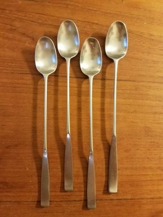 Set Of 4 Towle Lauffer Holland Bedford Satin Iced Tea Spoons 7 7/8 " Stainless