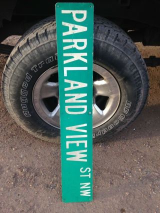 Authentic Retired Parkland View Street Sign.  36 X 6 Single Sided.