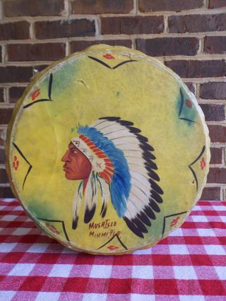 Rare 1950s Musa Isle Indian Village Miami Fla Native American Drum Souvenir