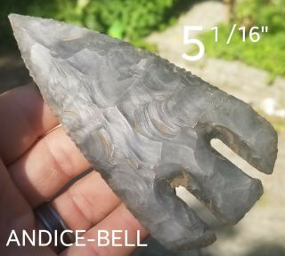 Huge Andice/bell Arrowhead Spear Point Native Indian Artifact 5 1/16 " Long