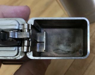 1950s ZIPPO TABLE TOP LIGHTER BRUSHED STAINLESS Pat Pend 2517191 5 BARREL HINGE 3