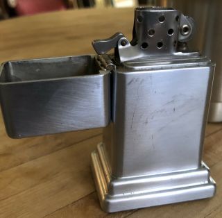 1950s ZIPPO TABLE TOP LIGHTER BRUSHED STAINLESS Pat Pend 2517191 5 BARREL HINGE 4