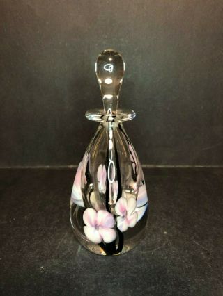 Rare Signed Roth Jr 11 - 97 Studio Art Glass Floral Perfume Bottle With Dabber
