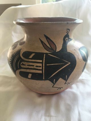 Santo Domingo Pueblo Pottery Olla Two Birds And Two Flowers
