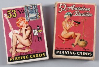Vintage Cased Double Deck Gil Elvgren & Albetro Vargas Pin - Up Girl Playing Cards 2