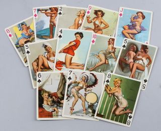 Vintage Cased Double Deck Gil Elvgren & Albetro Vargas Pin - Up Girl Playing Cards 4