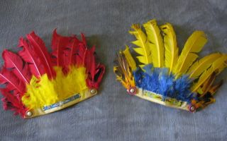 Set Of 2 Indian Costume Feathered Headdresses Adult/children Halloween