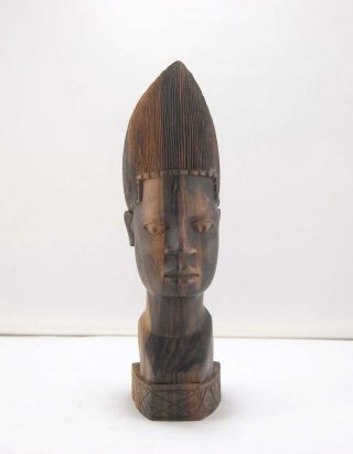 Wood Carved African Man Head Face Sculpture Carving Statue 12 " Tall