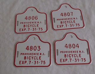 4 1975 Providence Ri Bicycle License Plates