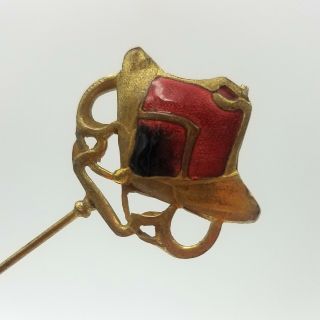 Antique Victorian Edwardian Hatpin Art Nouveau Fly Brass Enamel 9.  75 - In Hat Pin