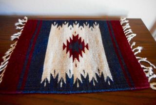 Native American Hand Woven Wool 17 - 1/2 " X 13 - 1/2 Rug