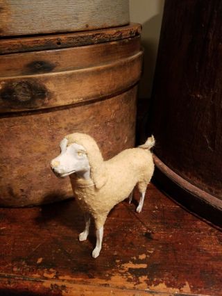 Rare Sheep Dog Wooly Stick Leg Putz Germany German Composition Nativity Antique