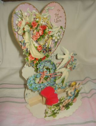 Victorian Pop Up Fold Out Valentine Card Large 9 X 5