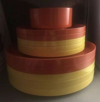 10 Vintage Heller Orange Yellow Melamine Dinner Salad Plates Massimo Vignelli