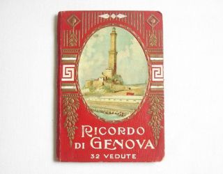 Antique Italy Ricordo Di Genova Travel Photo Book 32 Views