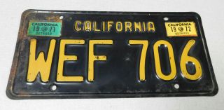 1972 California Passenger Car License Plate
