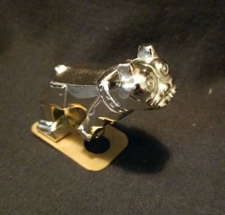 Vtg Small Gold Plated Mack Truck Bulldog Hood Ornament Figure W/ Bracket