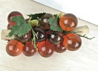 Vintage Mid Century Acrylic Lucite Amber Grape Cluster Decor Driftwood
