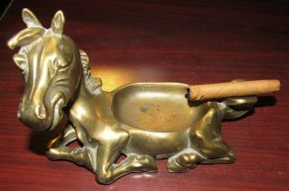 Vintage Brass Horse Cigar Ashtray Ash Tray