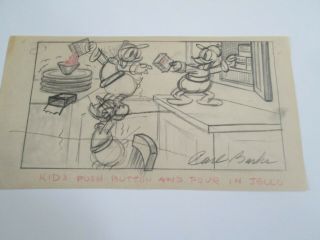 Carl Barks Signed Storyboard Disney Cel Drawing Donald 