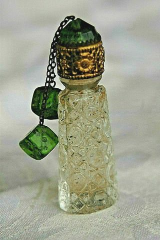 Dice Irice Mini Perfume Bottle Green Gem With Dice C1930 