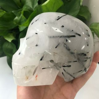 1.  41kg Hollow Natural Black Tourmaline Crystal Hand Carved Skull Sq