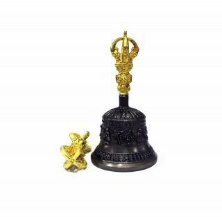 Antique Handmade Tibetan Buddhist Puja Bronze Bell 7 " And Vajra/dorje