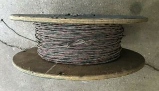 1500ft? Vintage Wooden Spool Western Electric 22 - Awg Cloth - Covered 2 - Wire
