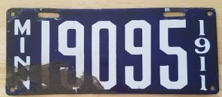 1911 Minnesota Porcelain License Plate Mn License Plate 11 Mn