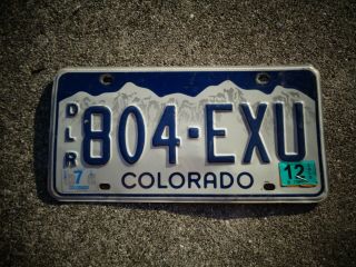 Colorado 2012 Dealer License Plate 804 - Exu