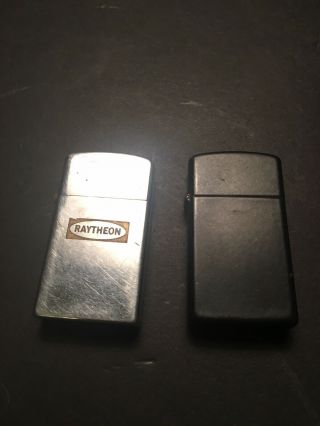 Vintage Raytheon Silver Lighter And Zippo Black Matte Lighter