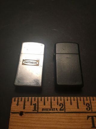 Vintage Raytheon Silver Lighter And Zippo Black Matte Lighter 2