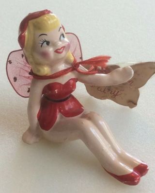 Vintage Kreiss 1950s Pixie Fairy Porcelain Girl Figurine Gossamer Wings Japan