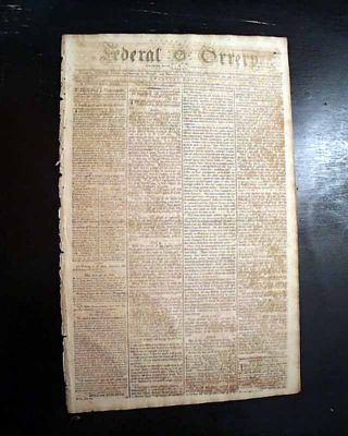 Rare 18th Century AMERICAN 1795 BOSTON Massachusetts w/ Jay ' s Treaty Newspaper 3