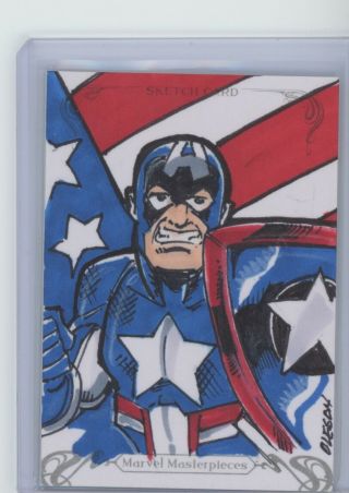 2018 Upper Deck Marvel Masterpieces Captain America Sketch 1/1 Jeff Oleson