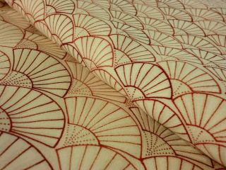 Japanese Vintage Kimono,  Silk,  Tsukesage,  Off - White,  Folding Fan P041704