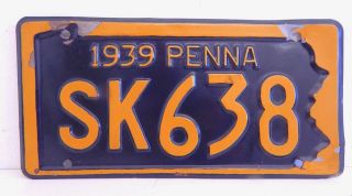1939 Vintage Pennsylvania Pa License Plate