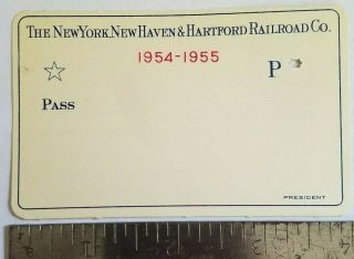 1954 York,  Haven & Hartford Railroad Co.  Annual Rr Ticket Pass Sample