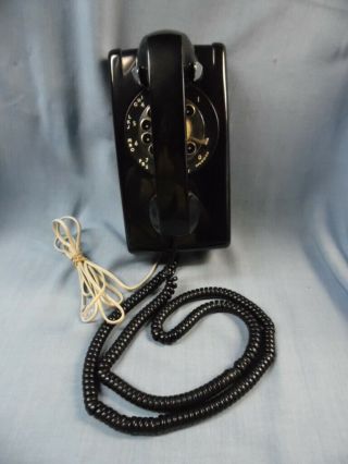 Vintage Itt Black Rotary Modular Wall Phone Well
