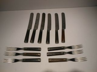 Set Of 6 Civil War Era Knife & Fork Meriden Cuttlery Co 3 Tine Forks