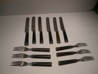 Set of 6 Civil War Era Knife & Fork Meriden Cuttlery Co 3 Tine Forks 2